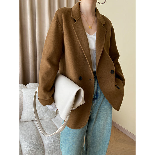 Suit Collar Wool Double-sided Cloth Coat Jacket Top