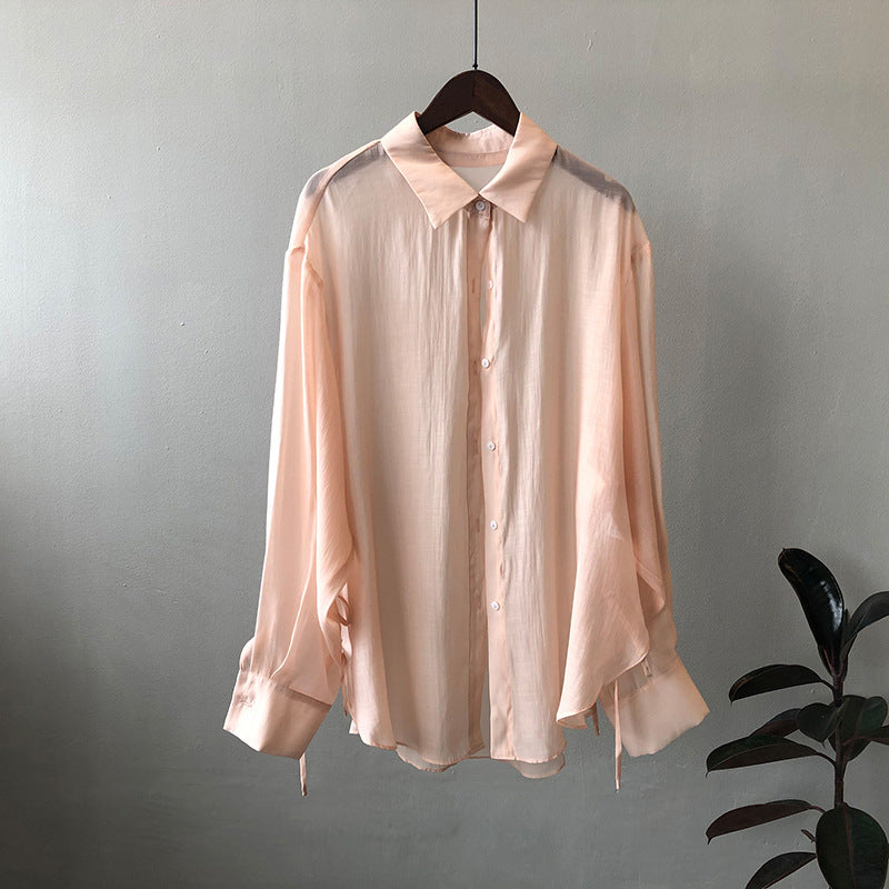 Lace-Up Loose Sun Protection Blouse