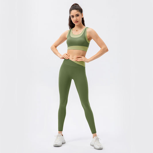 Quick-Dry Top and High Waist Seamless Yoga Tights Set