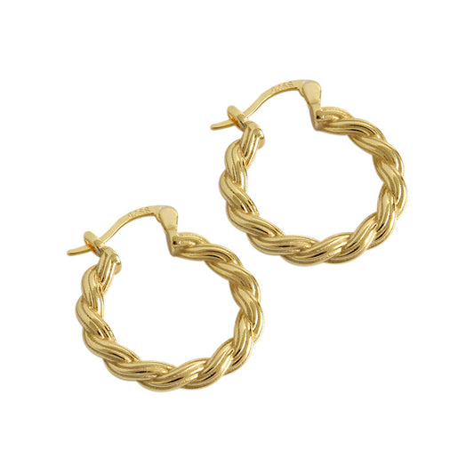 Gold Plated Twist Minimalist Earring Hoops