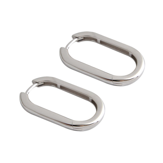 Silver Oval Minimalist Earring Hoops