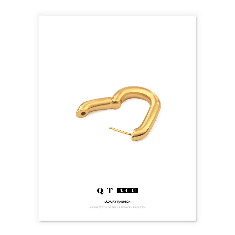 Gold Plated Oval Minimalist Earring Hoops