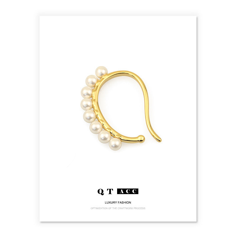 Gold Plated Adjustable Pearl Minimalist Earring Cuff