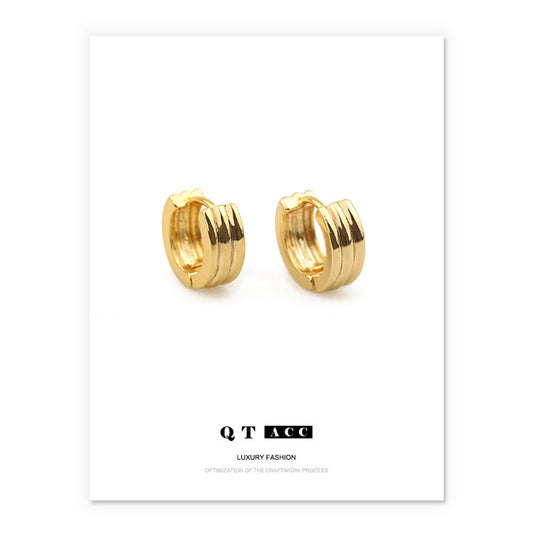 Gold Plated Line Mini Minimalist Earring Hoops