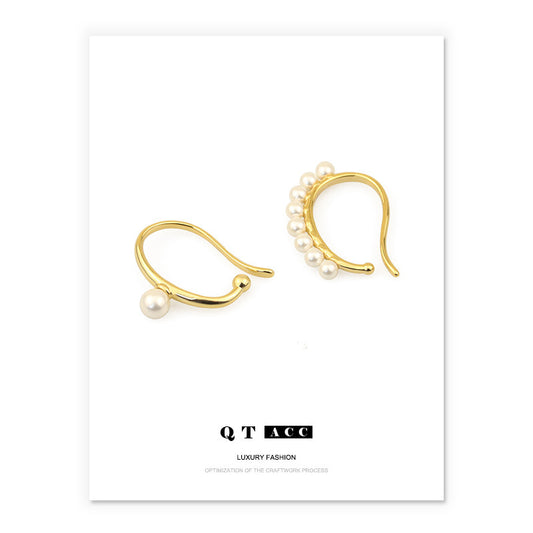Gold Plated Adjustable Pearl Minimalist Earring Cuff