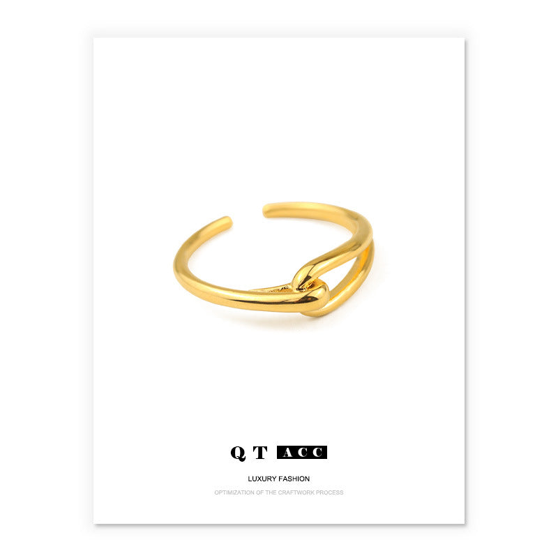 Gold Plated Geometric Knotted Minimalist Ring