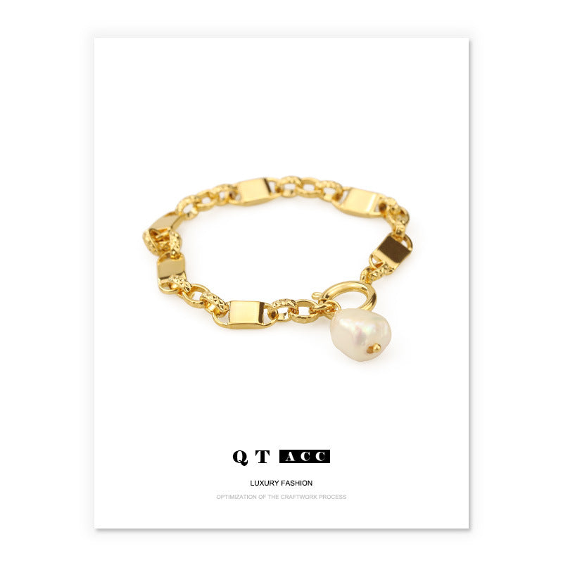 Gold Plated Pearl Chain Minimalist Bracelet