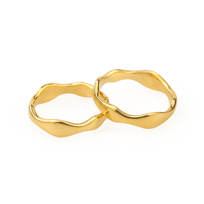 Gold Plated Geometric Irregular Edge Minimalist Ring
