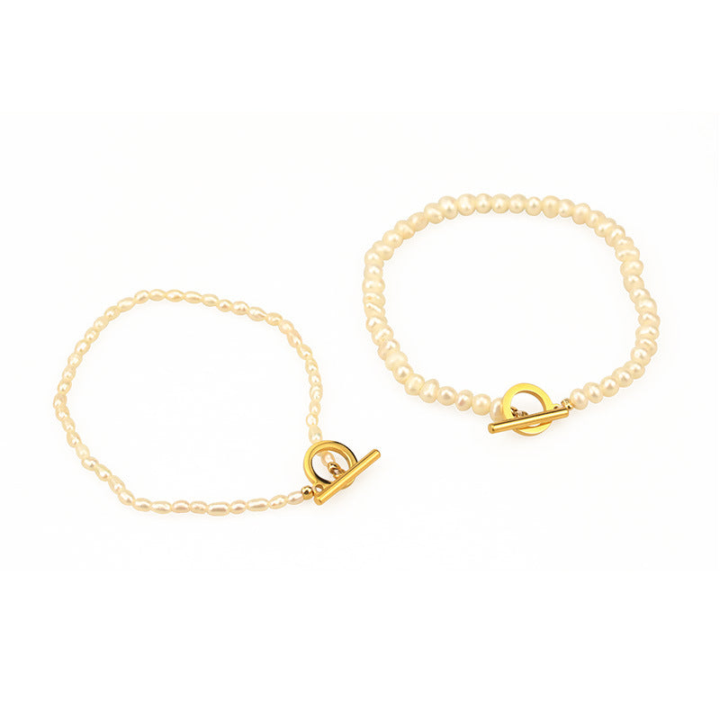 Gold Plated Baroque Pearl Minimalist Bracelet