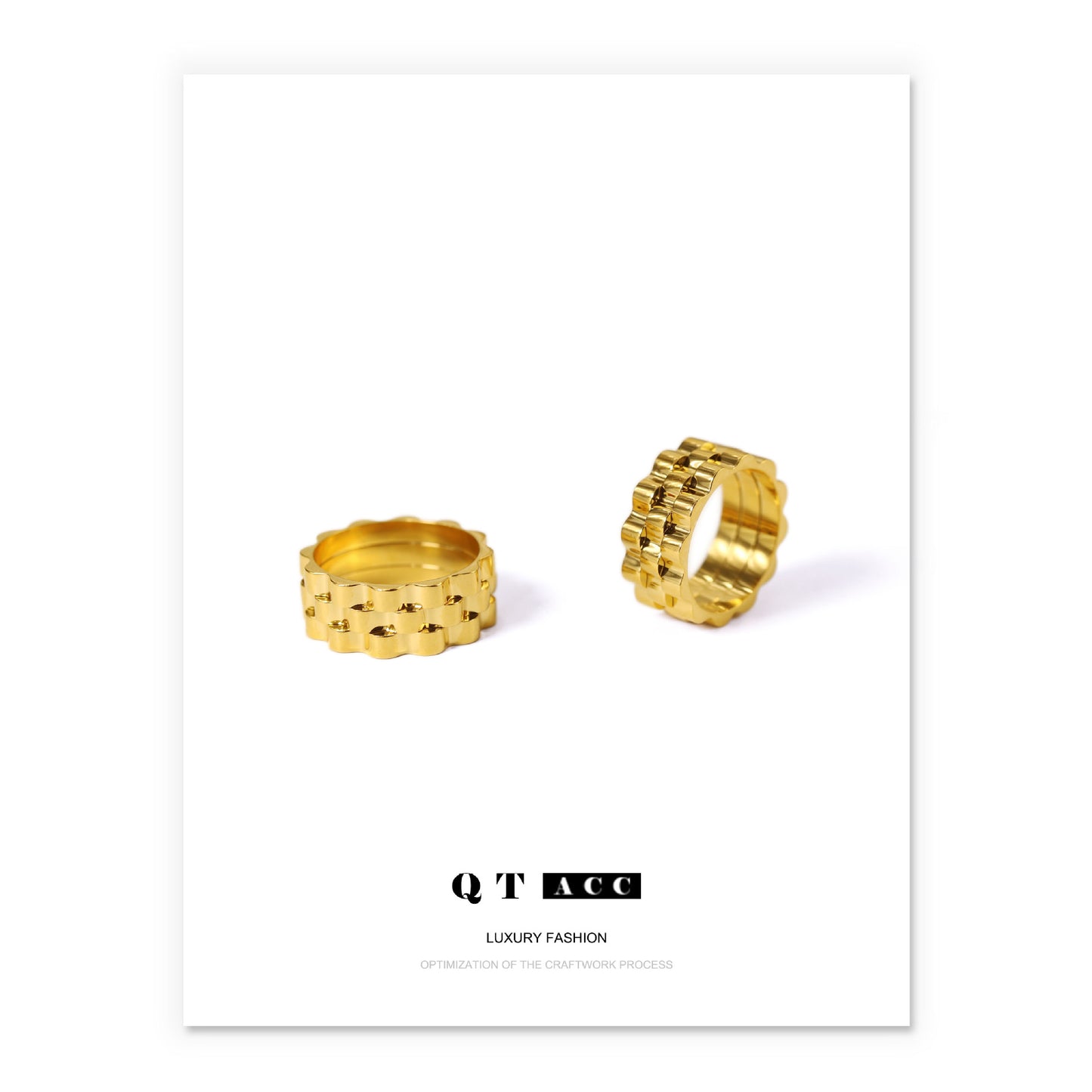 Gold Plated Geometric Gear Minimalist Ring