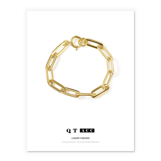 Gold Plated Geometric Chain Minimalist Bracelet