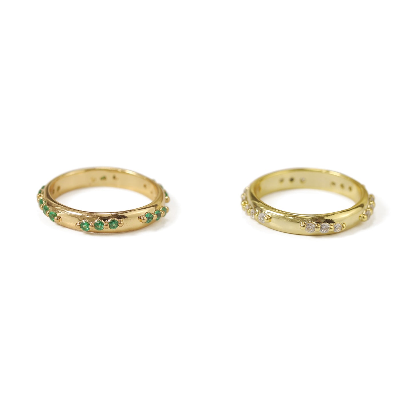 Gold Plated Geometric Emerald Zircon Minimalist Ring