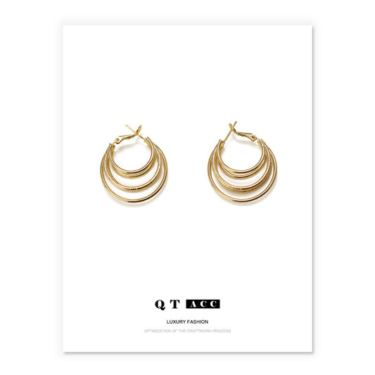 Gold Plated Geometric Line Minimalist Earring Hoops