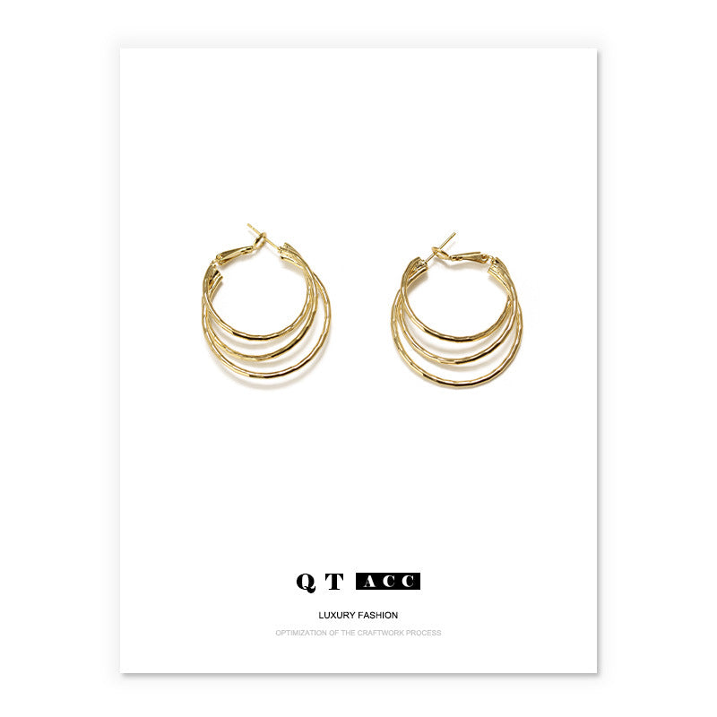 Gold Plated Geometric Line Minimalist Earring Hoops