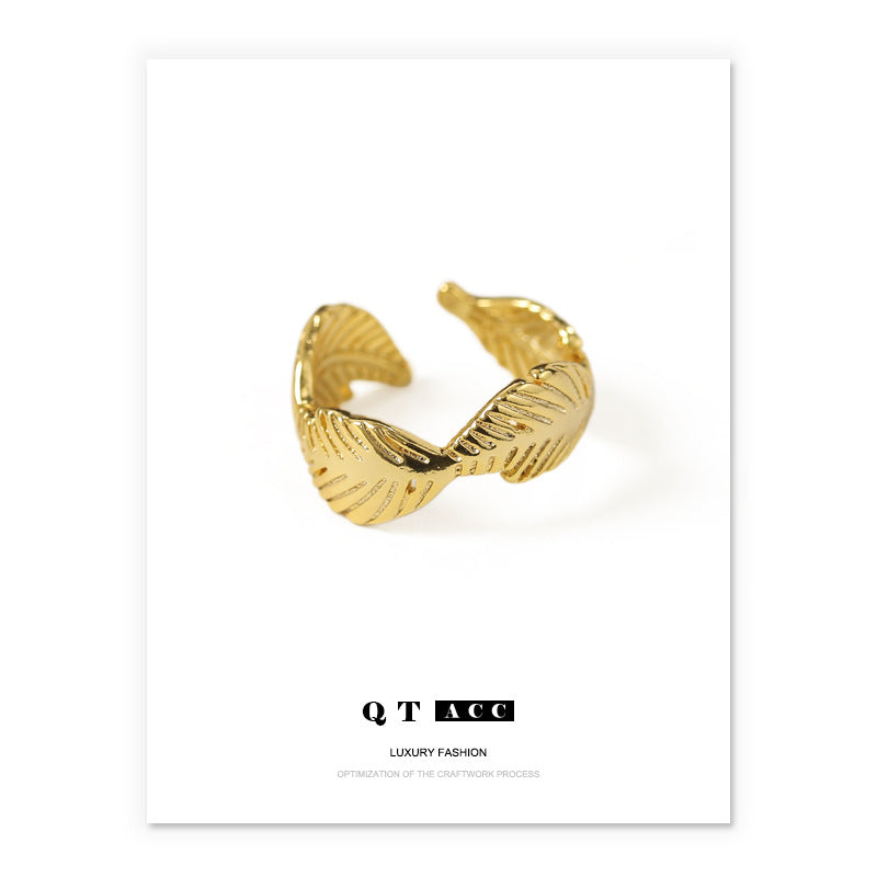 Gold Plated Geometric Feather Minimalist Ring