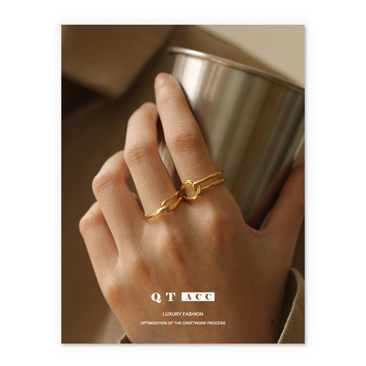 Gold Plated Geometric Knotted Minimalist Ring