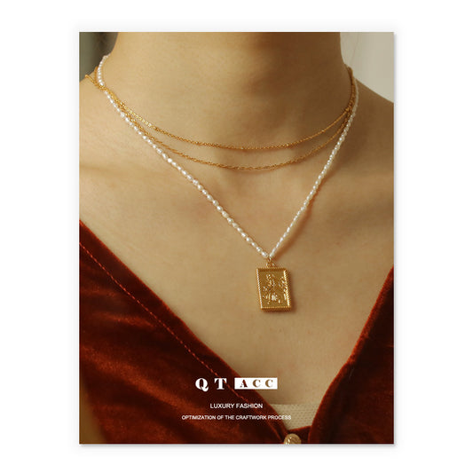 Gold Plated Geometric Square Minimalist Necklace