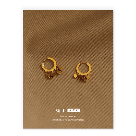 Gold Plated Sequin Minimalist Earring Hoops