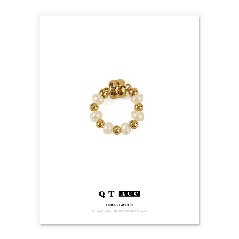 Gold Plated Round Bead Minimalist Earring Cuff