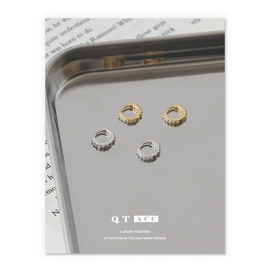 Gold Plated Zircon Diamond Mini Minimalist Earring Hoops
