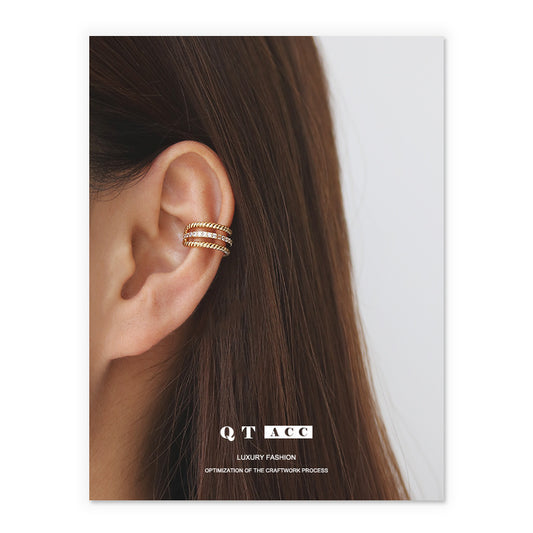 Gold Plated Twist Minimalist Earring Cuff