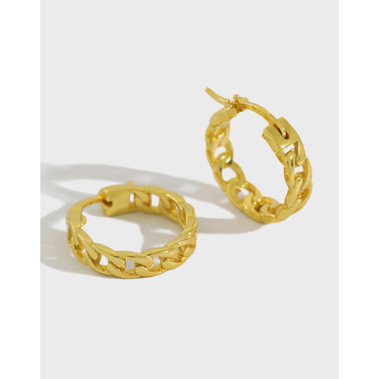 Gold Plated Grid Minimalist Earring Hoops