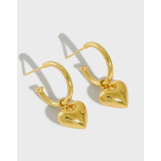 Gold Plated Heart Minimalist Earring Hoops