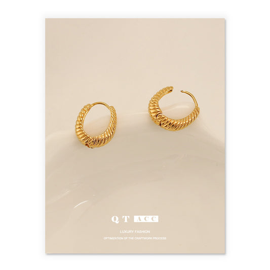Gold Plated Croissant Minimalist Earring Hoops