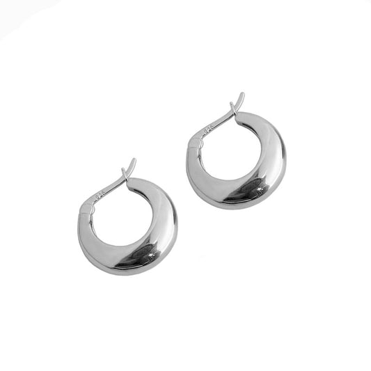 Silver Round Minimalist Earring Hoops