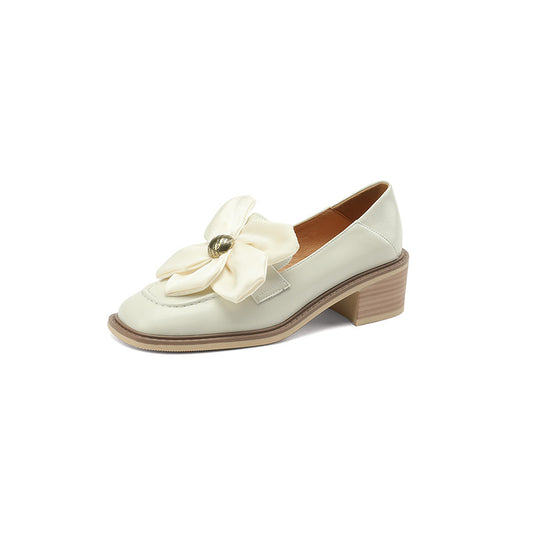Silk Large Flowers Leather Loafers