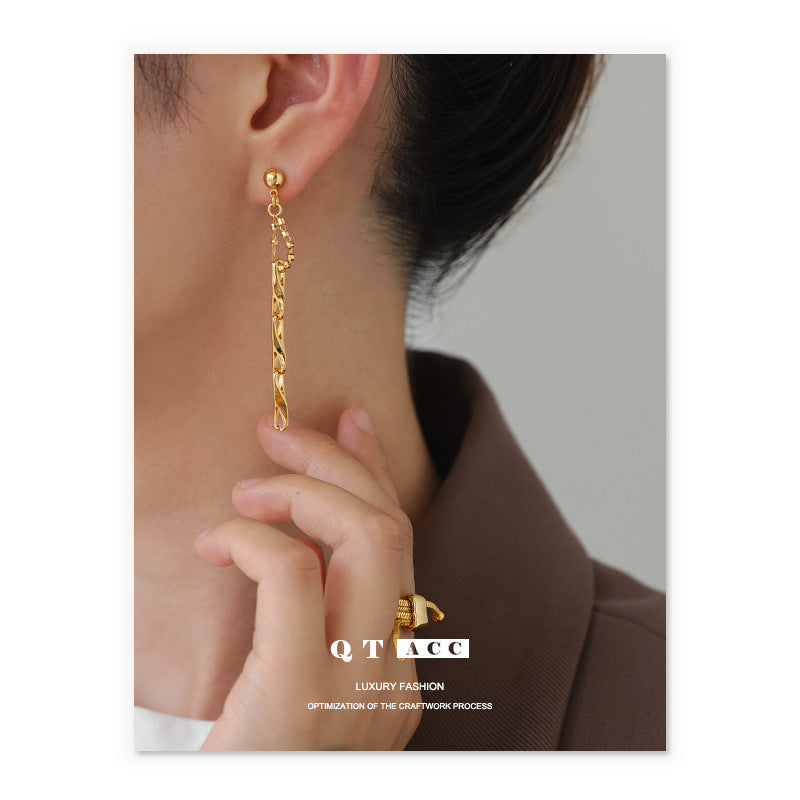 Gold Plated Tassel Minimalist Earring Dangle