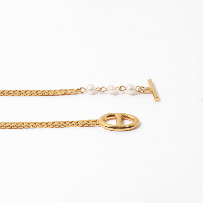 Gold Plated Geometric Snake Bone Minimalist Necklace