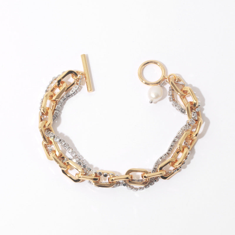 Gold Plated Color Block Mix and Match Wind Chain Minimalist Bracelet