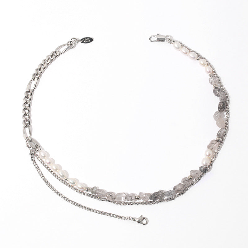 White Gold Plated Multilayer Stitching Minimalist Necklace