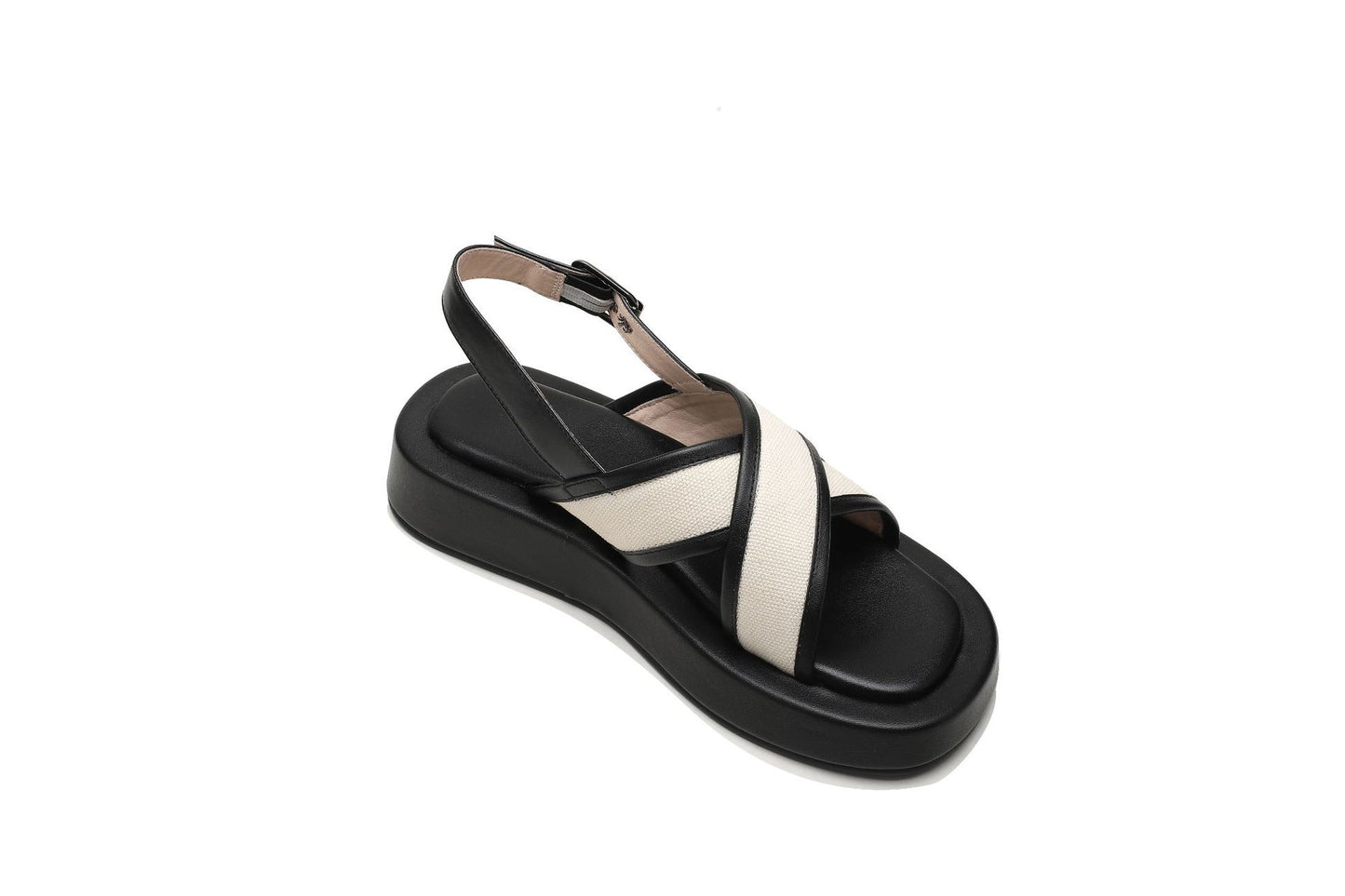 Chocolate Colorblock Flat Leather Sandals