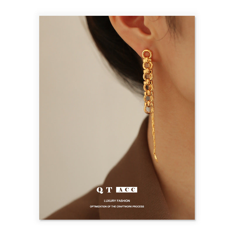 Gold Plated Tassel Minimalist Earring Dangle