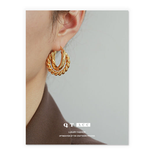 Gold Plated Twist Minimalist Earring Hoops