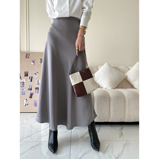 French Satin Casual Loose Skirt