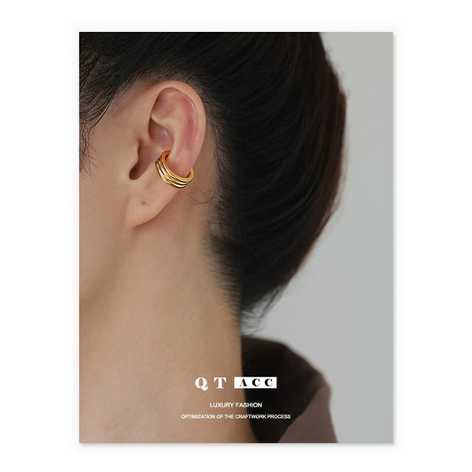 Gold Plated Hip Hop Round Minimalist Earring Cuff