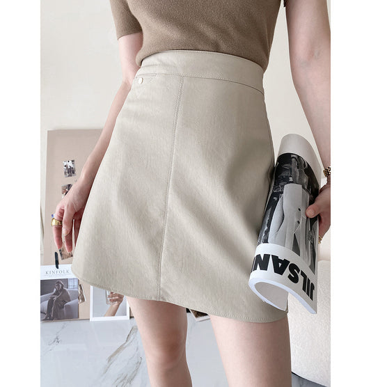Anti-glare Zipper PU Skirt