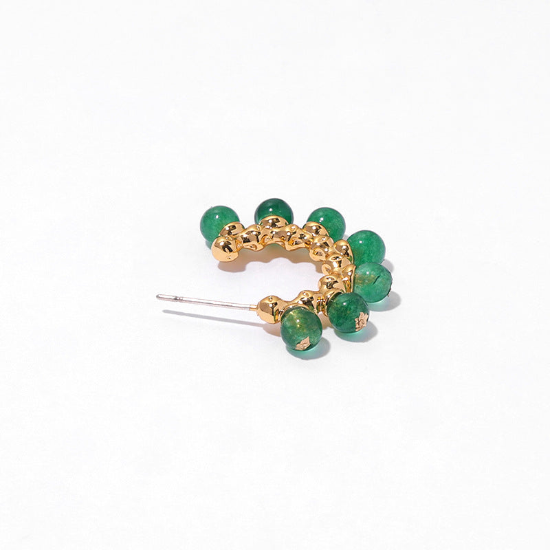 Gold Plated Jade Minimalist Earring Hoops