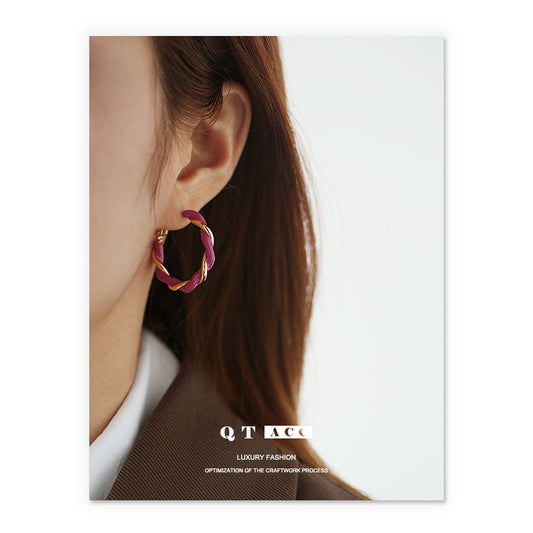 Gold Plated Twist Round Minimalist Earring Hoops