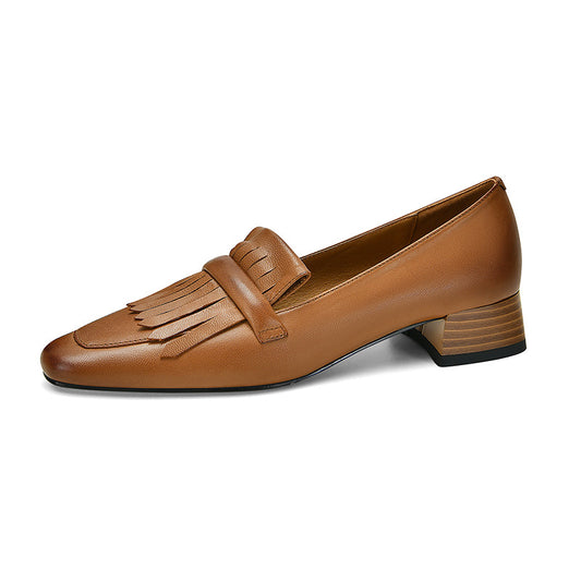 Square Head Leather Loafers
