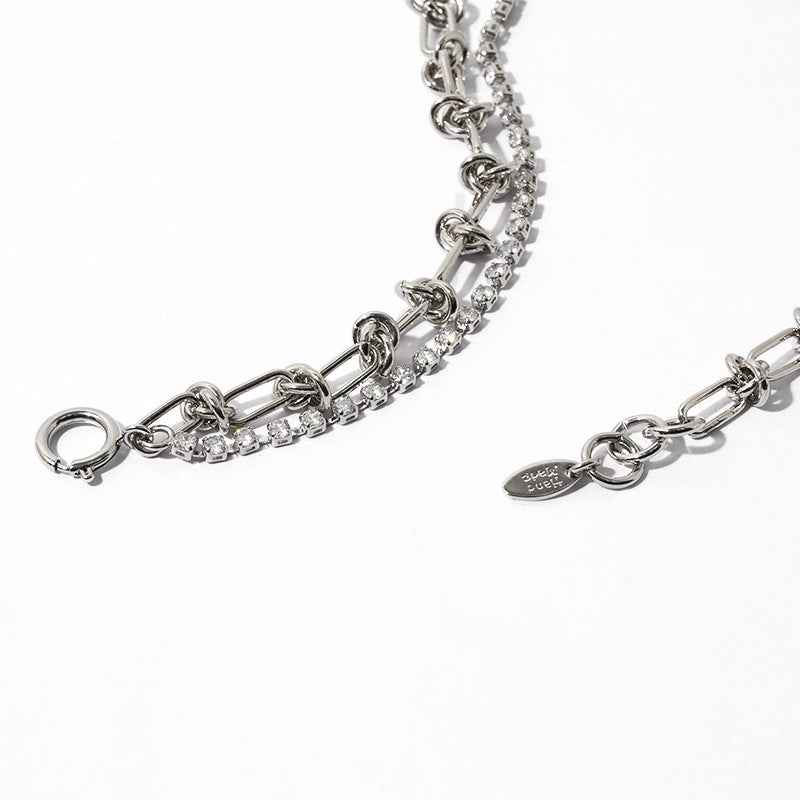 White Gold Plated Knot Chain Minimalist Necklace