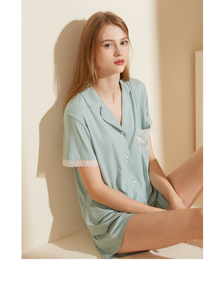 Modal Cotton Lace Pajamas Set
