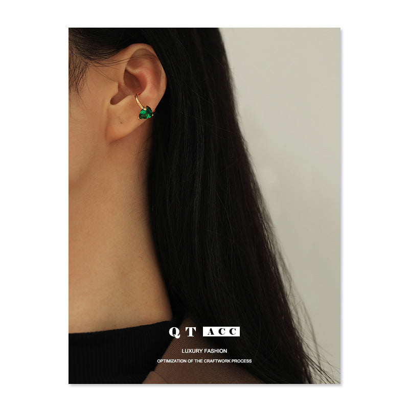 Gold Plated Zircon Inlaid Round Minimalist Earring Cuff