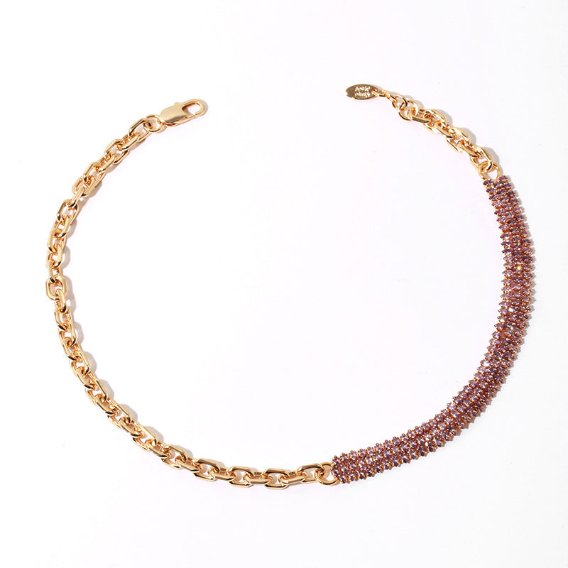 Gold Plated Geometric Stitching Minimalist Necklace