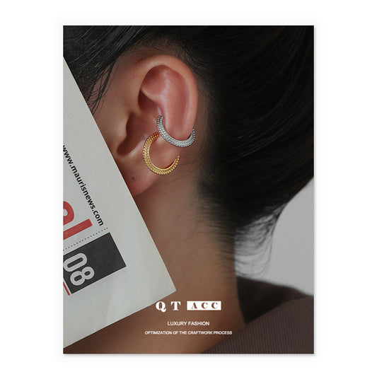 Gold Plated Dot Pattern Minimalist Earring Cuff