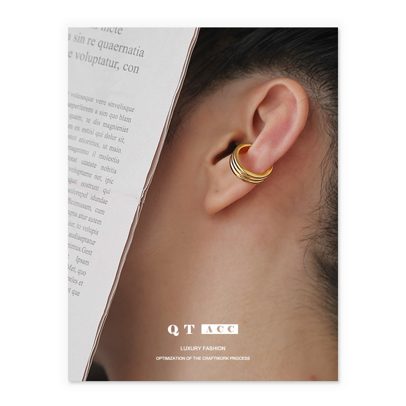 Gold Plated Hip Hop Round Minimalist Earring Cuff