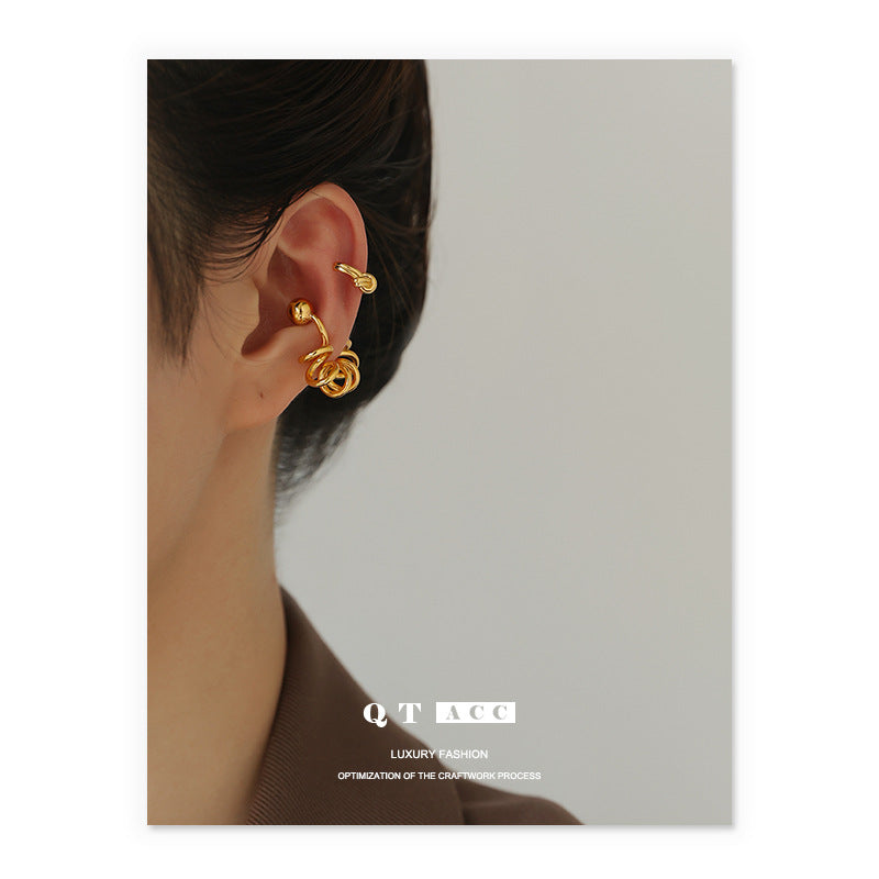 Gold Plated Thread Minimalist Earring Cuff